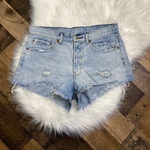 BDG light denim shorts
